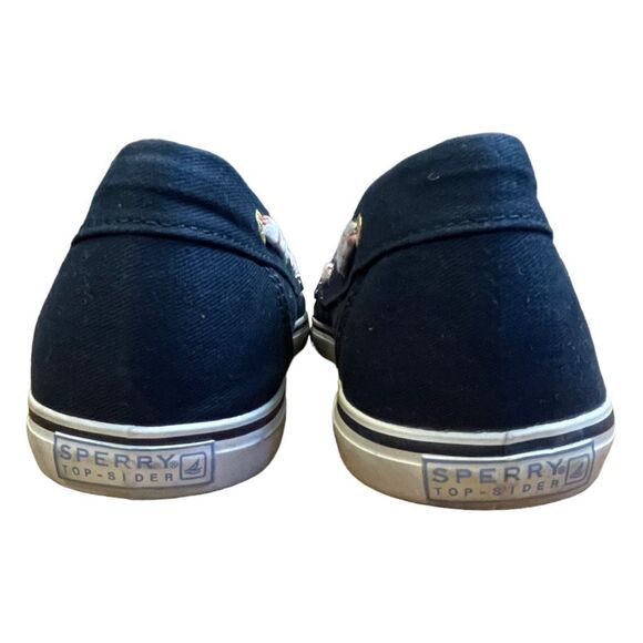 Sperry Topsiders Canvas Boat Shoes Flat Loafers Navy Blue Slip-On 9 - Picture 4 of 9